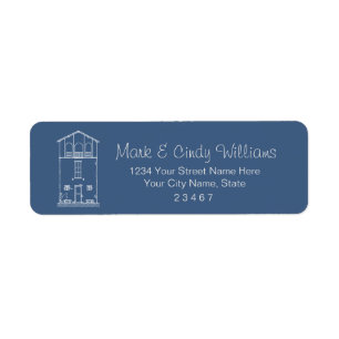 Adresse de retour bleue de modèle rustique simple