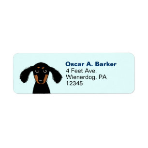 Adresse de retour bleue de teckel de chien mignon