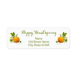 Adresse de retour Bon thanksgiving Citrouille oran