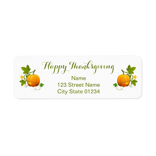 Adresse de retour Bon thanksgiving Citrouille oran (Devant)