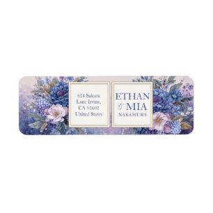 Adresse de Retour Botanique Aquarelle Bleu Violet