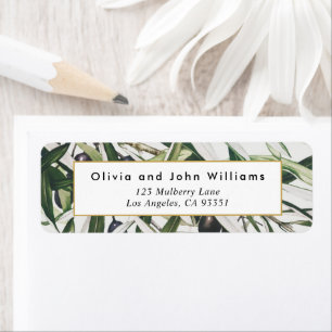 Adresse de retour Branche d'olive vintage