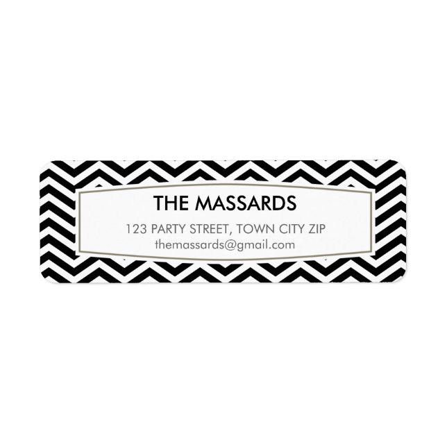 ADRESSE DE RETOUR chevron motif moderne noir blanc (Devant)