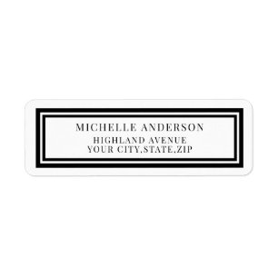 Adresse de Retour Chic Moderne Noir Double Bordure