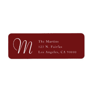 Adresse de retour classique simple avec monogramme