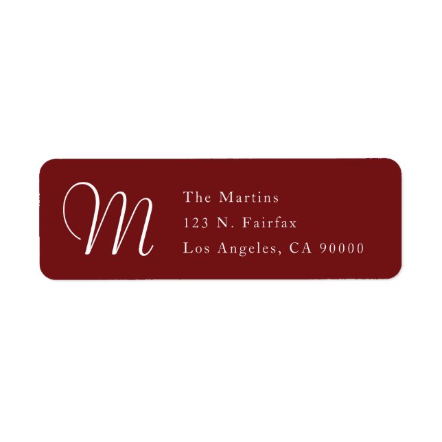 Adresse de retour classique simple avec monogramme (Devant)