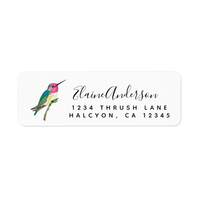 Adresse de retour d'Anna's Hummingbird Label (Devant)