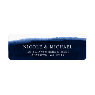 Adresse de retour d'aquarelle de bleu marine