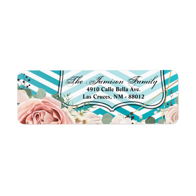 Adresse de retour de .75"x2.25" Étiquette Rose géo (Devant)