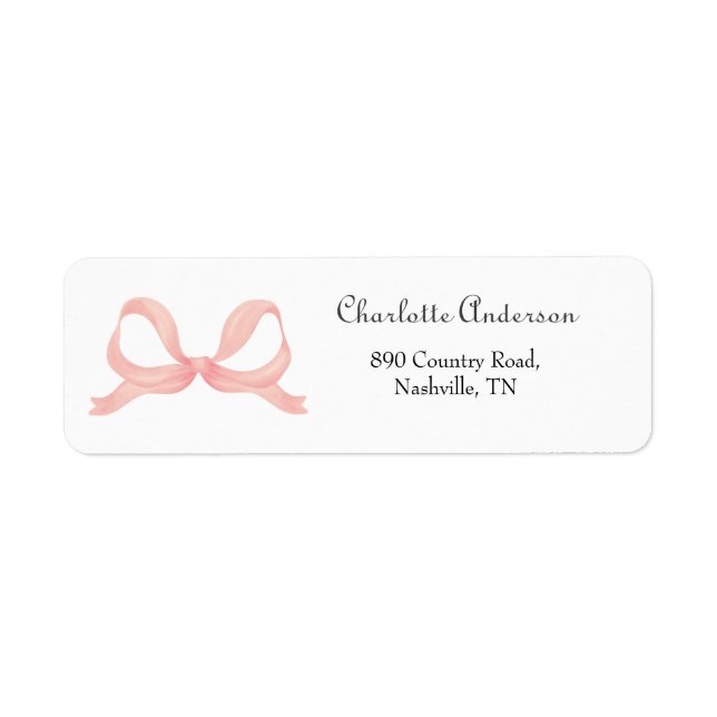 Adresse de retour de Baby shower de Bow rose (Devant)