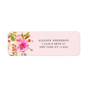Adresse de retour de baby shower floral rose