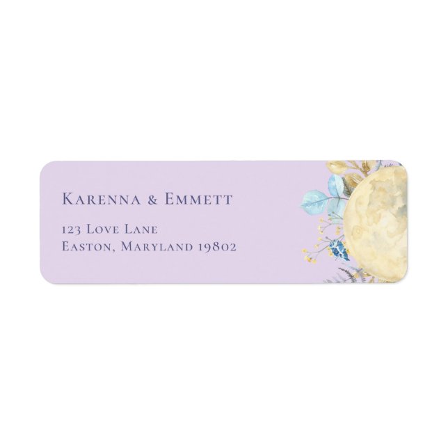 Adresse de retour de Baby Shower Violet Lune Capri (Devant)