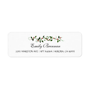 Adresse de retour de baie de houx de mariage de
