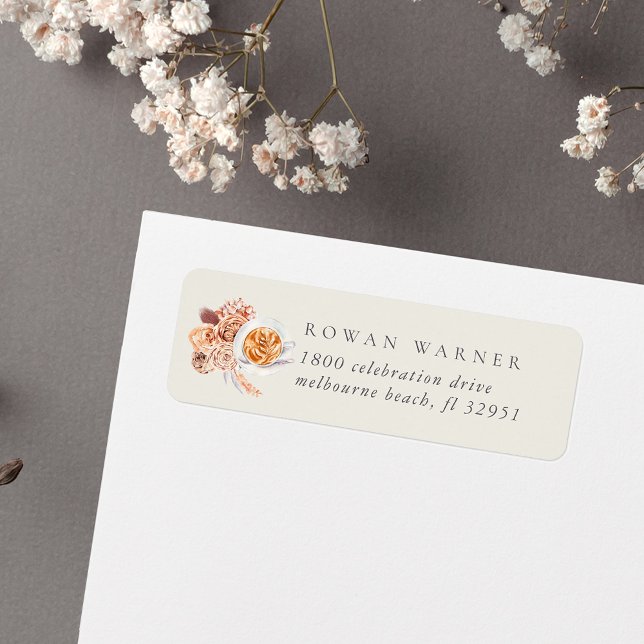 Adresse de retour de café floral boho (Créateur téléchargé)