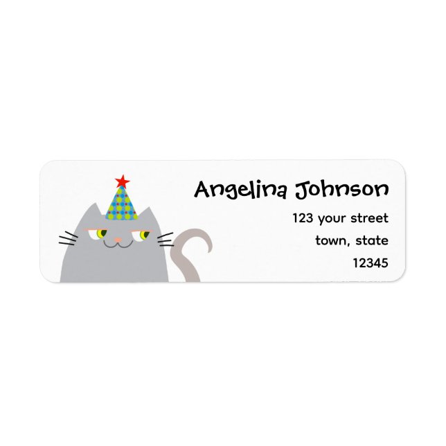 Adresse de Retour de Chat de Fête Drôle (Devant)