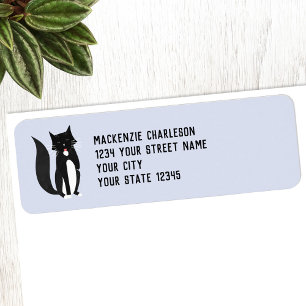Adresse de retour de chat noir et blanc