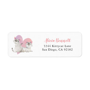 Adresse de retour de chats jumeaux roses mignons