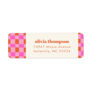 Adresse de retour de Checker Abstrait Pink Orange 