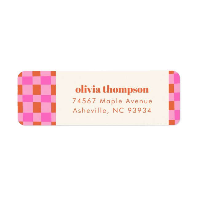 Adresse de retour de Checker Abstrait Pink Orange  (Devant)