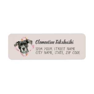 Adresse de retour de chien rose mignon de Pitbull