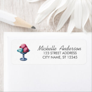 Adresse de Retour de Crème Glacée Aquarelle Été Te
