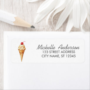 Adresse de Retour de Crème Glacée Aquarelle Été Te