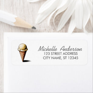 Adresse de Retour de Crème Glacée Aquarelle Été Te