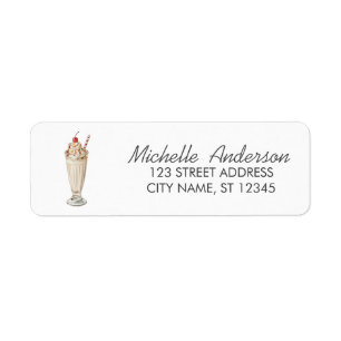 Adresse de Retour de Crème Glacée Aquarelle Été Te