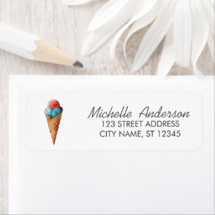 Adresse de Retour de Crème Glacée Aquarelle Été Te