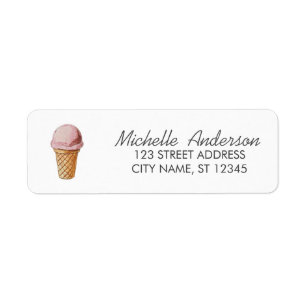 Adresse de Retour de Crème Glacée Aquarelle Été Te
