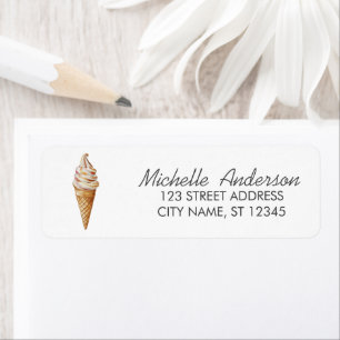 Adresse de Retour de Crème Glacée Aquarelle Été Te