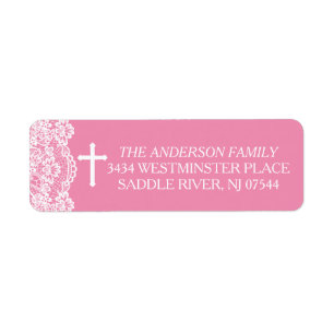 Adresse de retour de dentelle Vintage rose jolie
