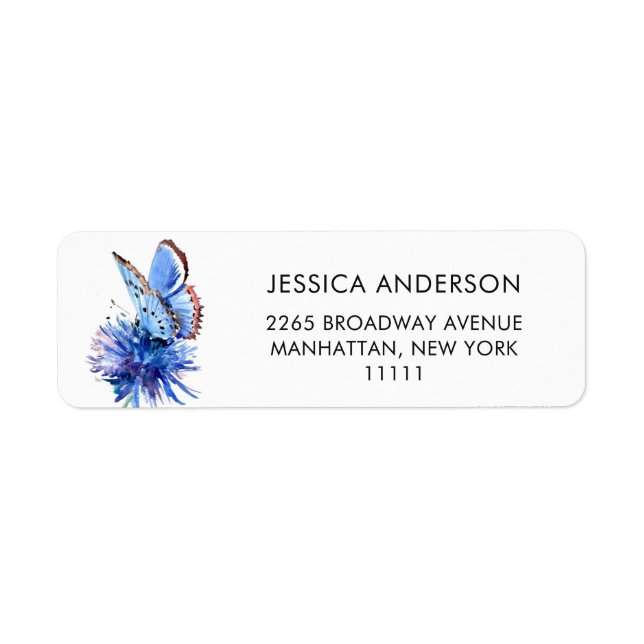 Adresse de retour de déplacement du papillon bleu  (Devant)