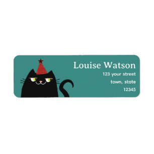 Adresse de retour de fête de chat noir drôle