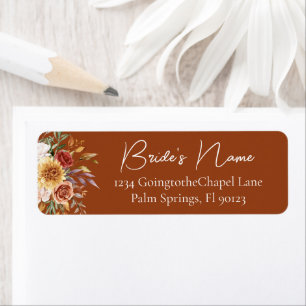 Adresse de retour de fleurs nuptiales en terre cui