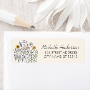 Adresse de retour de fleurs sauvages colorées tend