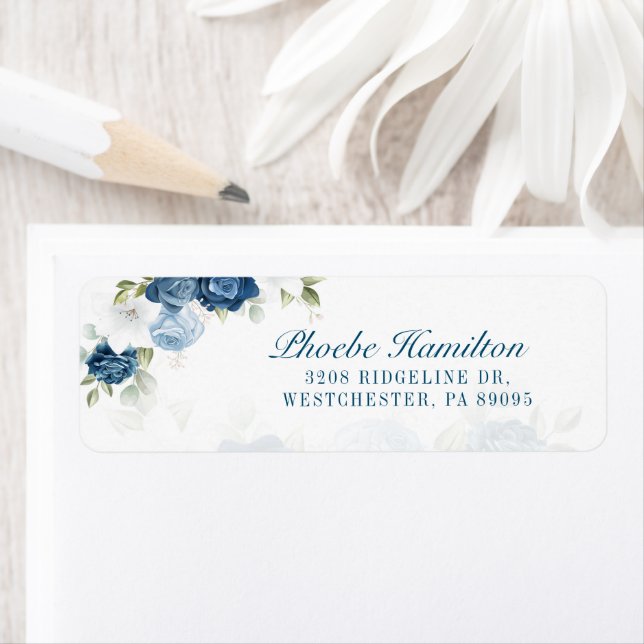 Adresse de retour de Floral Dusty Blue Greenery (En situation)