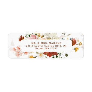 Adresse de retour de jardin floral Boho rustique