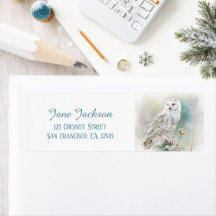 Adresse de retour de la Chouette d'aquarelle d'hiv