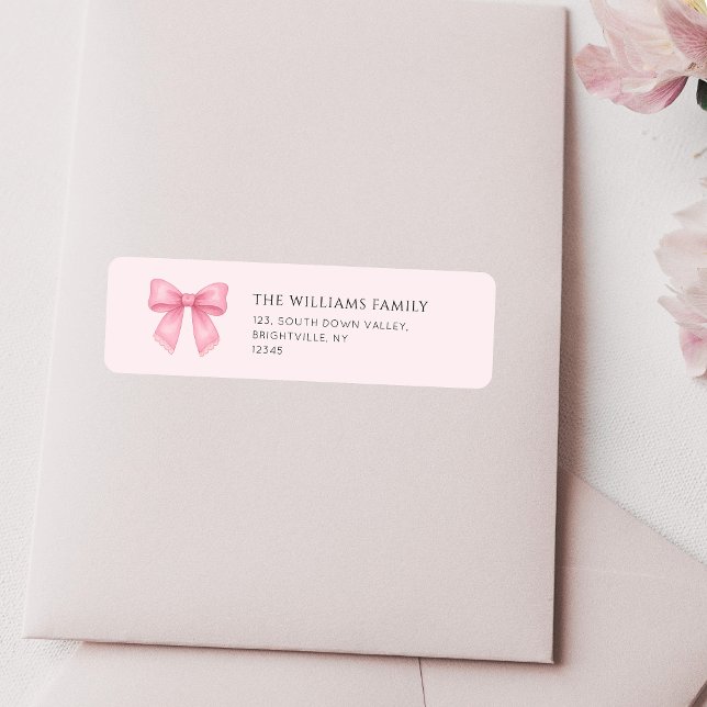 Adresse de retour de la coquette de la botte rose  (Cute Pink Bow Coquette return address Label)