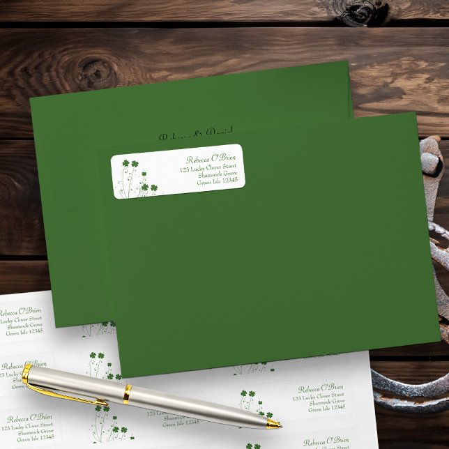 Adresse de retour de la Fête des mariées de fermet (Lucky four leave clover return address labels)