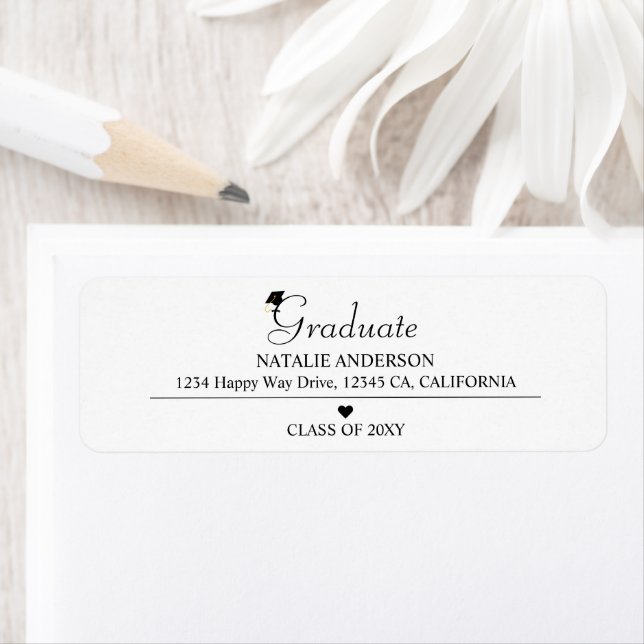 Adresse de retour de la Graduate noire et blanche (En situation)