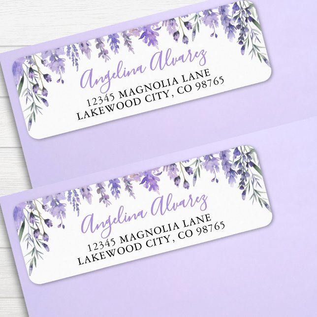 Adresse de retour de la réception de mariage Lavan (Lavender Purple Bridal Shower label )
