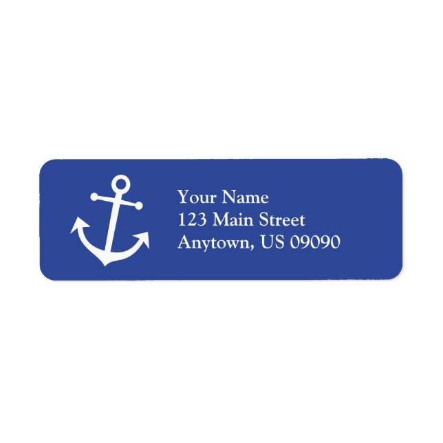 Adresse de retour de l'Ancre de bateau (bleu/blanc (Devant)
