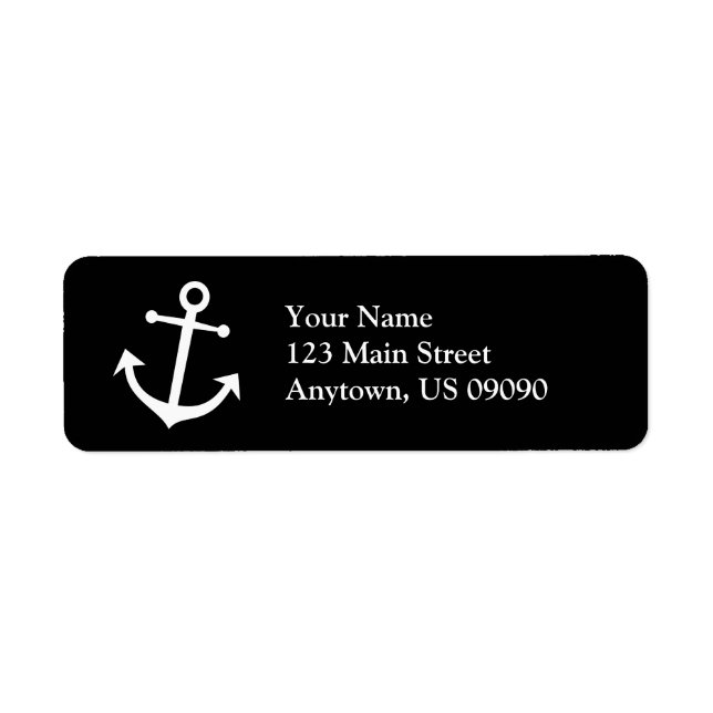 Adresse de retour de l'Ancre de bateau (noir / bla (Devant)
