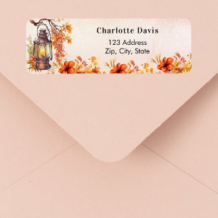 Adresse de retour de lanterne florale orange d'aut