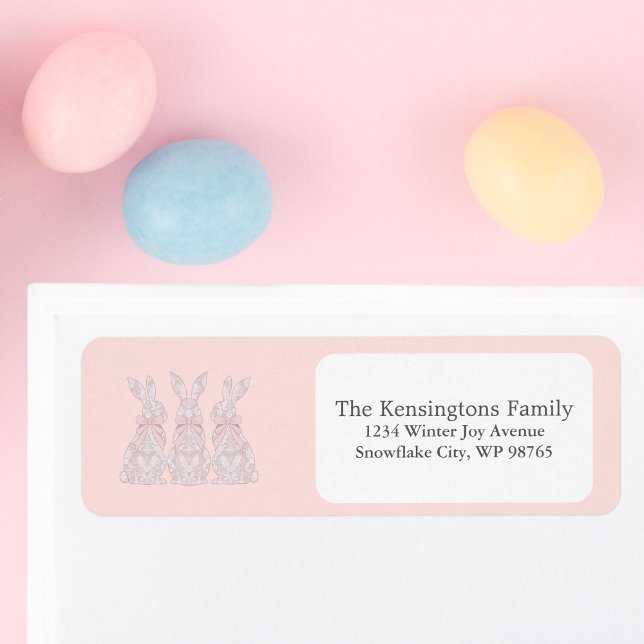 Adresse de retour de lapin de dentelle personnalis (Personalized Lace Bunny Easter Return Address Label)