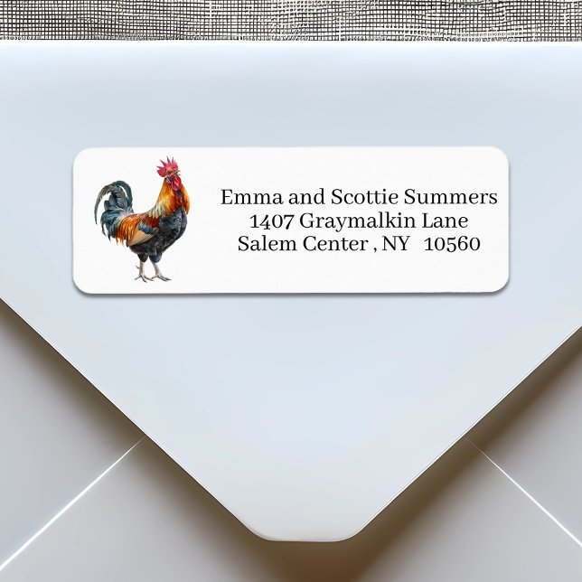 Adresse de retour de l'aquarelle de coq de croisiè (Créateur téléchargé)