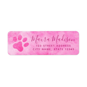 Adresse de retour de l'aquarelle rose empreinte de