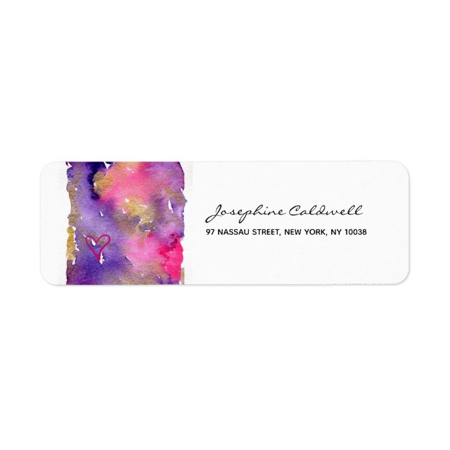 Adresse de retour de l'aquarelle tendance violet e (Devant)